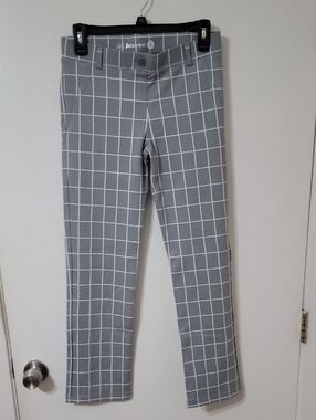 Betabrand Gray Windowpane Stretch Chinos